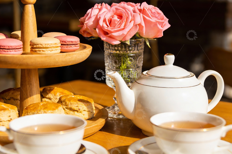 高清大图下载【趣麦麦图】下午茶时光茶具与甜点