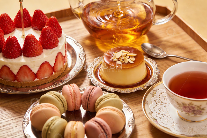 高清大图下载【趣麦麦图】精致下午茶甜点与茶具摆盘