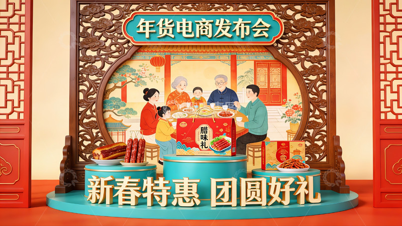 高清大图下载【趣麦麦图】年货电商发布会宣传图