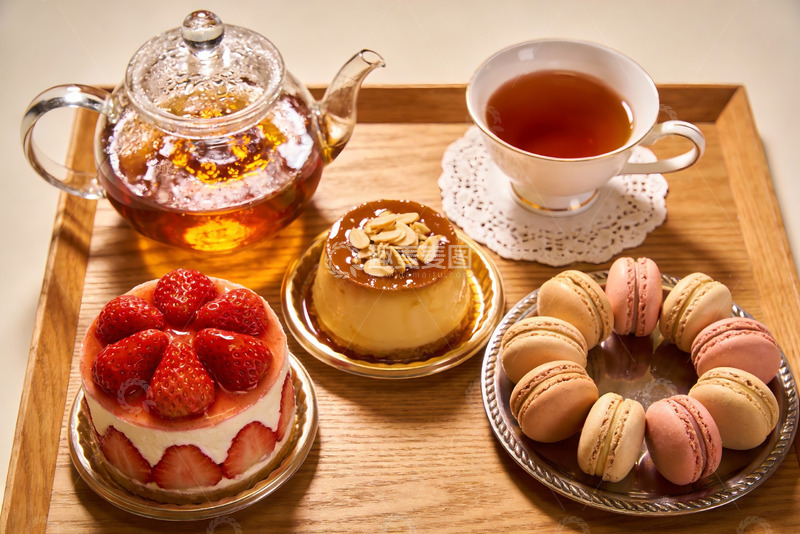 高清大图下载【趣麦麦图】精致下午茶甜点与茶具摆盘