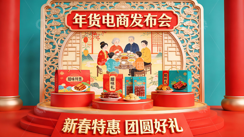 高清大图下载【趣麦麦图】年货电商发布会现场展示