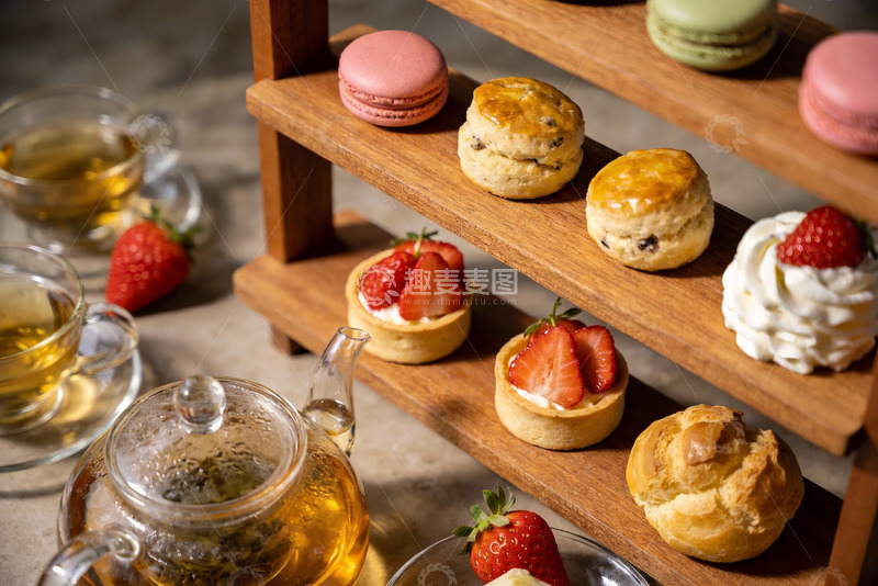 高清大图下载【趣麦麦图】精致下午茶点心与茶具