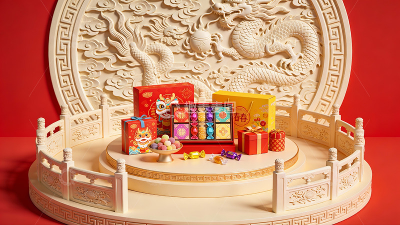 高清大图下载【趣麦麦图】中式节日礼盒陈列展示