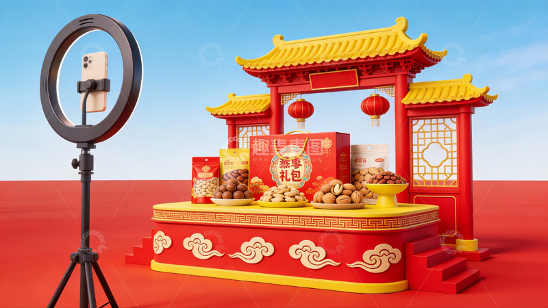 高清大图下载【趣麦麦图】春节礼盒展示场景