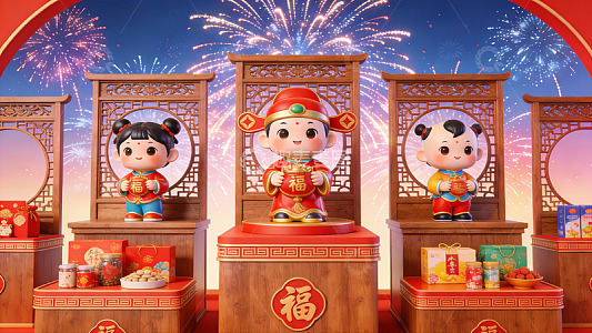春节主题卡通人物展示