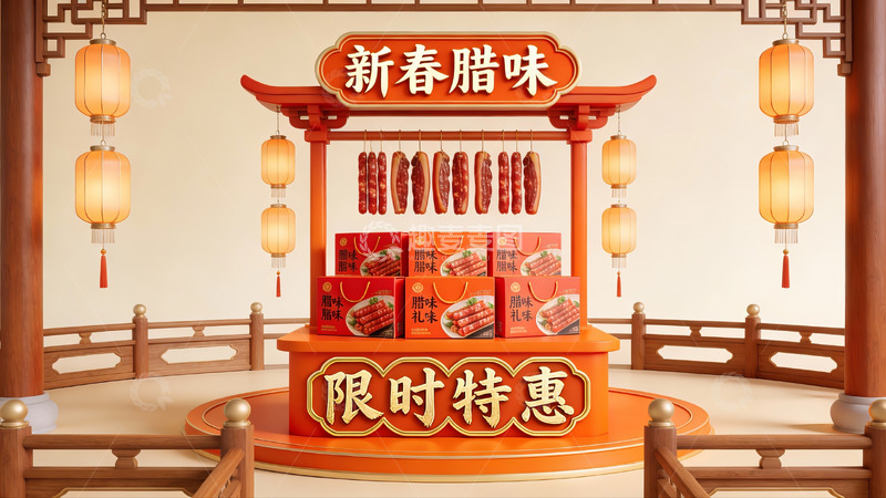 高清大图下载【趣麦麦图】新春腊味限时特惠展示