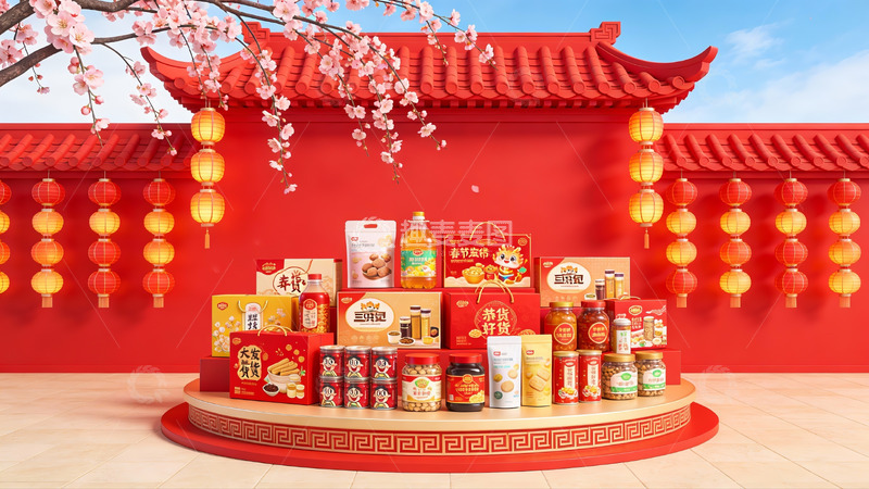 高清大图下载【趣麦麦图】春节食品礼盒展示