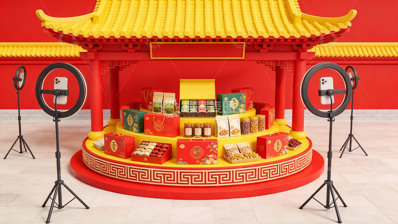 高清大图下载【趣麦麦图】中式节日礼盒展示场景