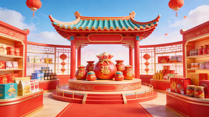 高清大图下载【趣麦麦图】中式节日庆典场景