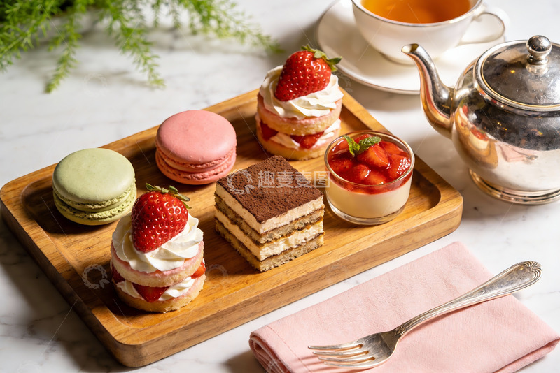 高清大图下载【趣麦麦图】精致下午茶甜点与茶具