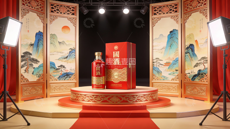 高清大图下载【趣麦麦图】中式酒品展示场景