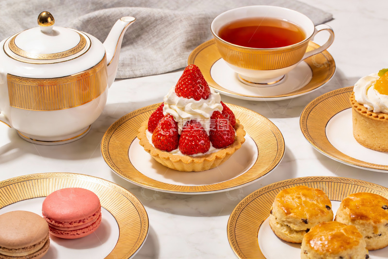 高清大图下载【趣麦麦图】精致下午茶点心与茶具摆盘