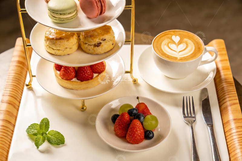 高清大图下载【趣麦麦图】精致下午茶甜点与咖啡