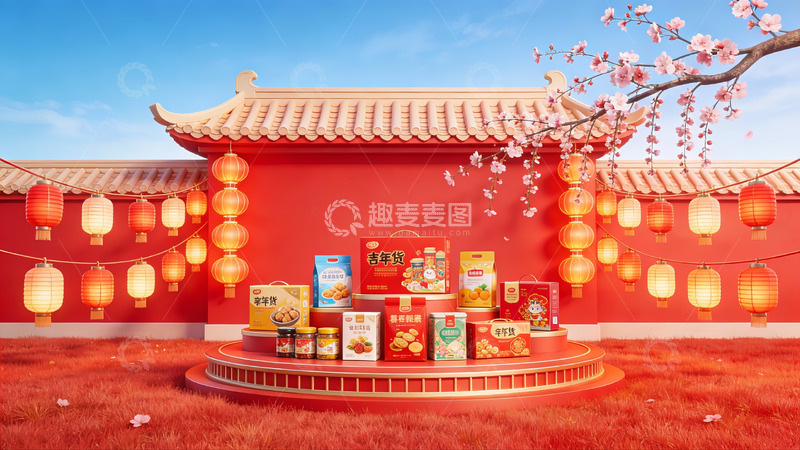 高清大图下载【趣麦麦图】春节主题食品展示场景