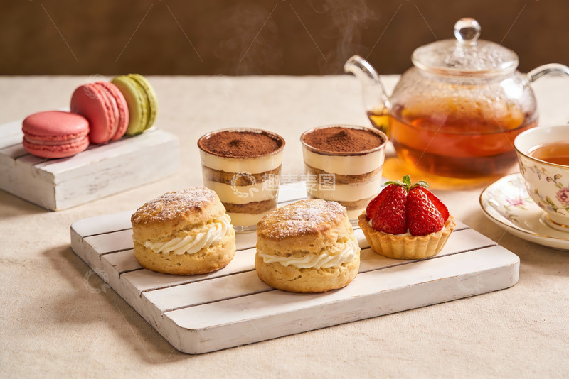 高清大图下载【趣麦麦图】精致下午茶甜点与茶具摆拍