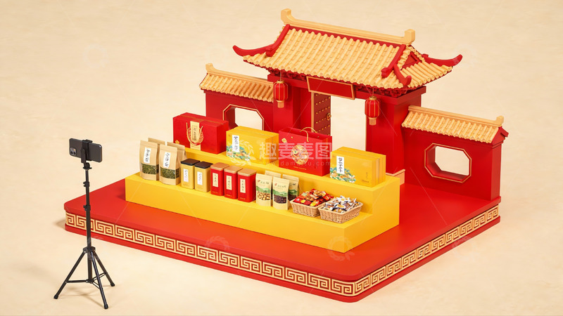 高清大图下载【趣麦麦图】中式建筑模型展示台