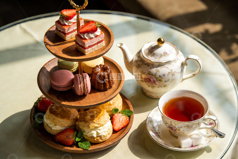 高清大图下载【趣麦麦图】精致下午茶点心与茶具