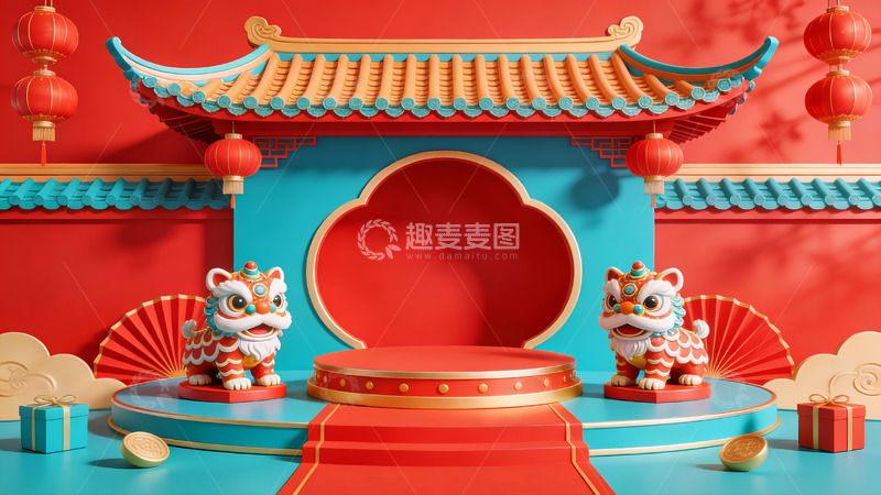 高清大图下载【趣麦麦图】中式传统节日庆典场景