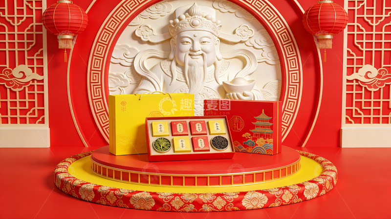高清大图下载【趣麦麦图】中式节日礼盒陈列展示