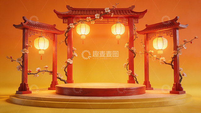 中式亭台灯饰场景