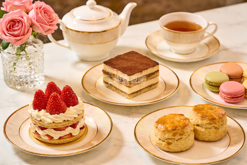 高清大图下载【趣麦麦图】精致下午茶甜点与茶具摆盘
