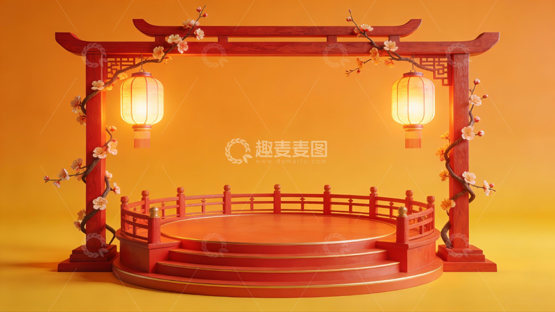 高清大图下载【趣麦麦图】中式亭台灯饰场景