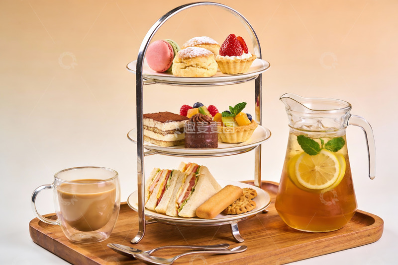 高清大图下载【趣麦麦图】三层点心架配下午茶