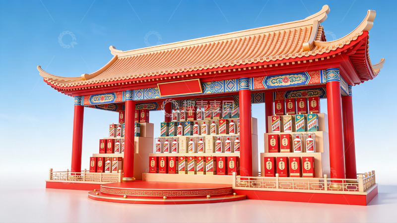 高清大图下载【趣麦麦图】传统建筑风格商品展示亭