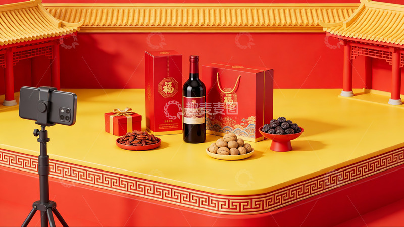 高清大图下载【趣麦麦图】节日礼盒与饮品摆拍场景