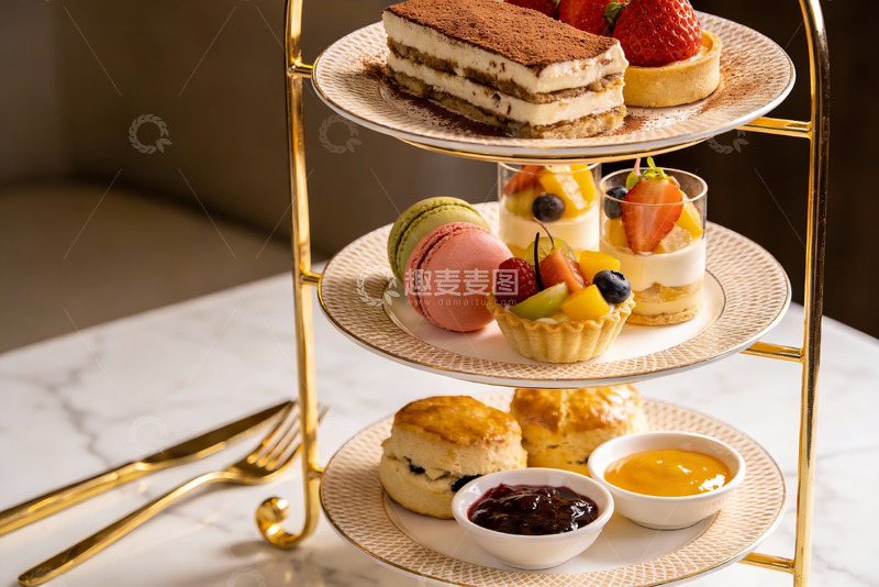 高清大图下载【趣麦麦图】三层甜点架精致下午茶