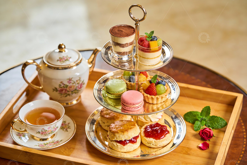 高清大图下载【趣麦麦图】精致下午茶点心与茶具摆盘