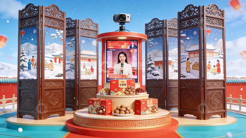 高清大图下载【趣麦麦图】传统节日主题直播场景