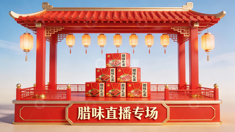 高清大图下载【趣麦麦图】腊味直播专场宣传场景