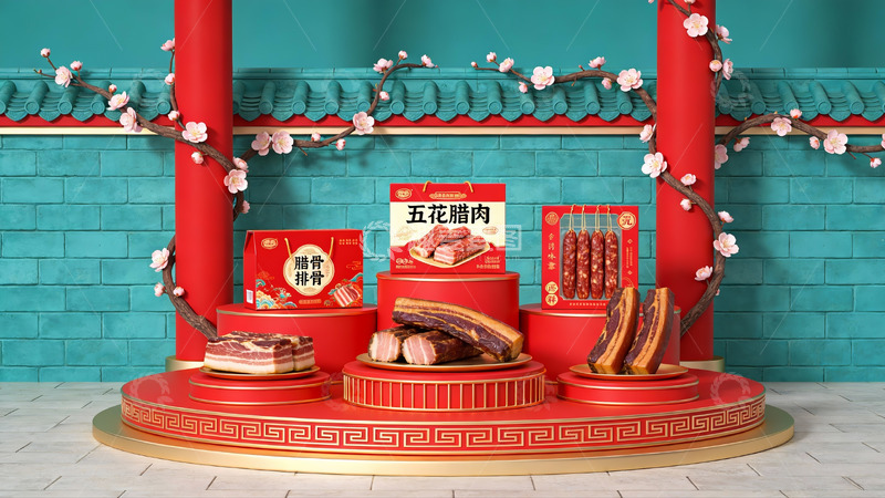 高清大图下载【趣麦麦图】传统节日肉类食品展示