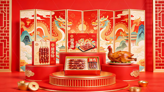 春节主题食品展示场景