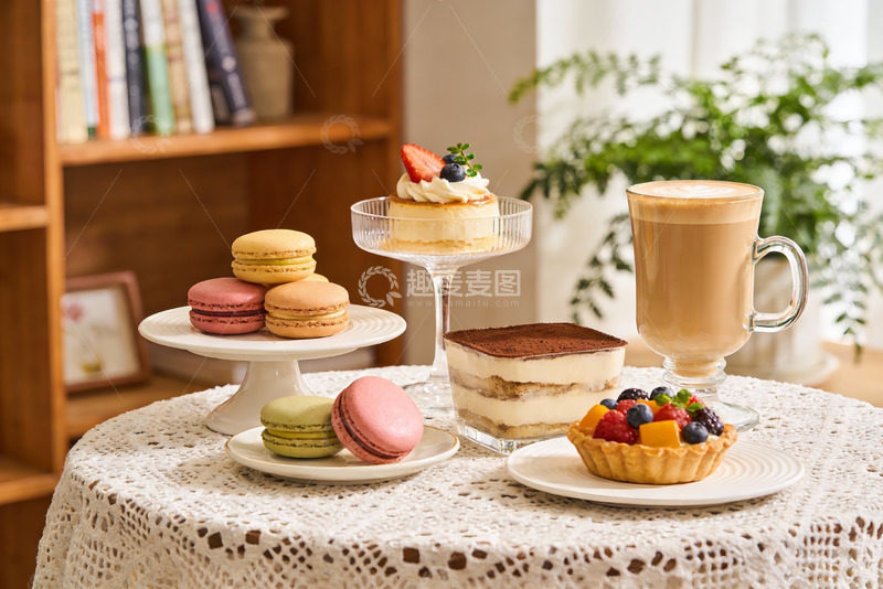 高清大图下载【趣麦麦图】精致甜点与咖啡的温馨下午茶