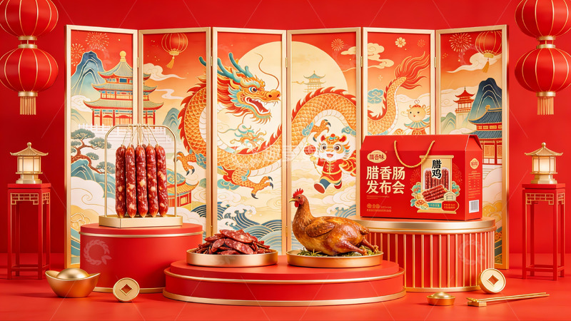 高清大图下载【趣麦麦图】春节主题食品发布会场景