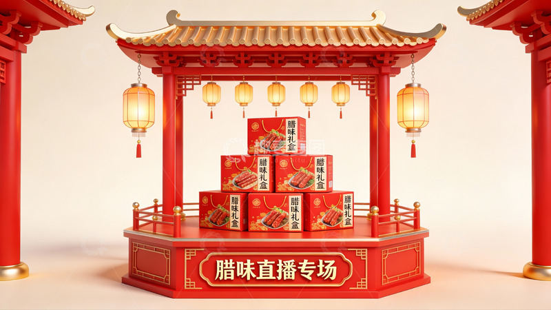 高清大图下载【趣麦麦图】腊味产品直播展示场景