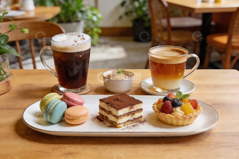高清大图下载【趣麦麦图】咖啡甜点下午茶时光