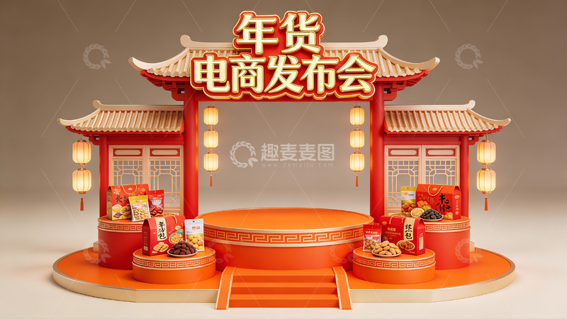 高清大图下载【趣麦麦图】年货电商发布会场景展示