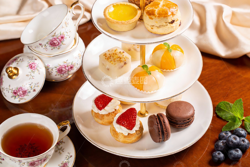 高清大图下载【趣麦麦图】精致下午茶三层点心架