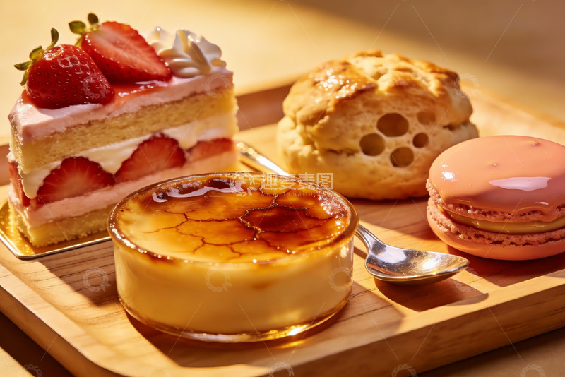 高清大图下载【趣麦麦图】精致甜点拼盘阳光下