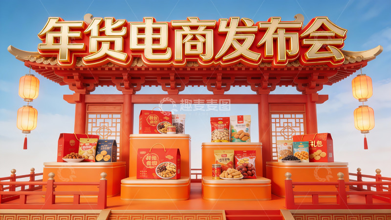 高清大图下载【趣麦麦图】年货电商发布会现场展示