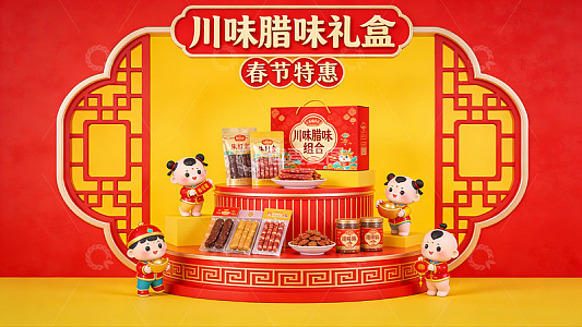 川味腊味礼盒春节促销展示