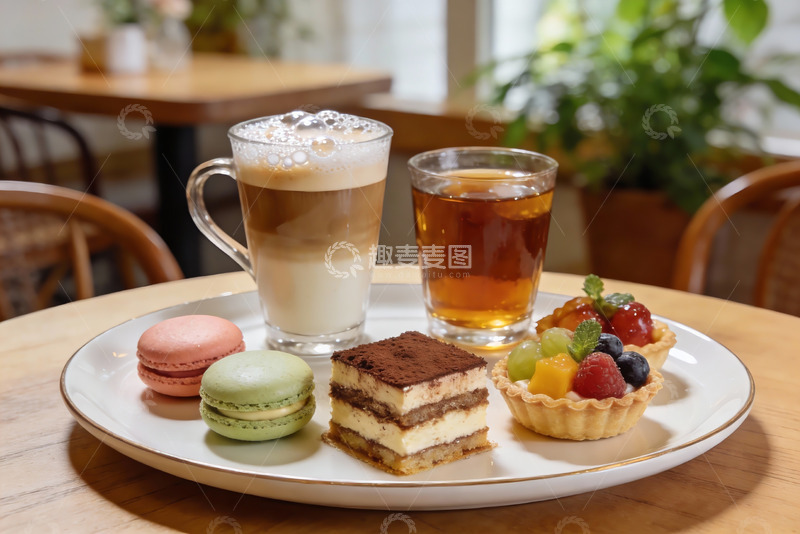 高清大图下载【趣麦麦图】咖啡甜点下午茶