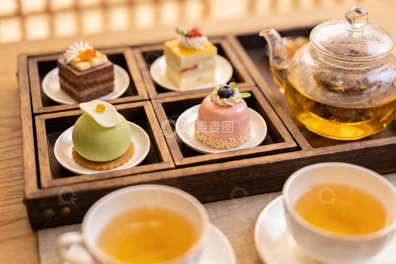 高清大图下载【趣麦麦图】精致下午茶甜点与茶具摆盘