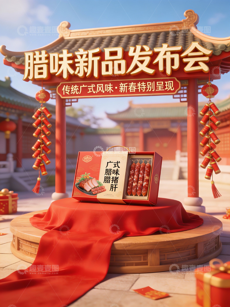 高清大图下载【趣麦麦图】腊味新品发布会场景展示