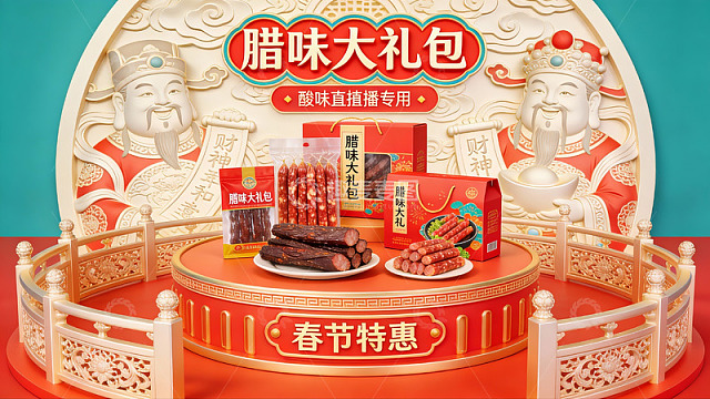 腊味大礼包春节促销展示