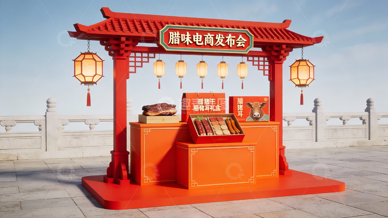 高清大图下载【趣麦麦图】腊味电商发布会场景展示