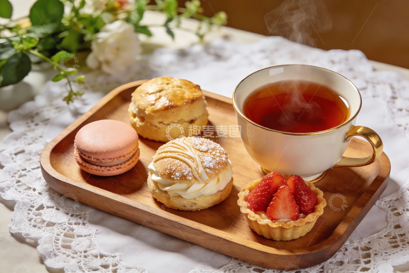 高清大图下载【趣麦麦图】下午茶点心与红茶